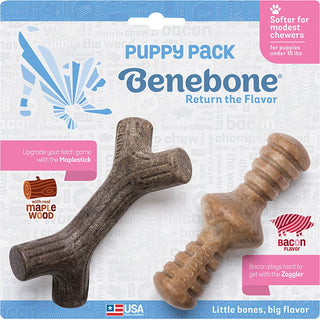 Benebone Puppy Pack with Zaggler & Maplestick Dog Chew Toys, Made in USA