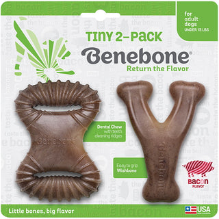 Benebone Tiny 2-Pack Dog Chew Toys, Made in USA