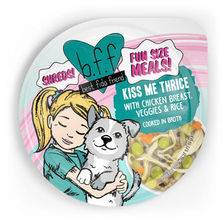 BFF Kiss Me Thrice Chicken Breast Veggies & Rice in Broth Wet Dog Food, 2.75-oz cup, case of 12