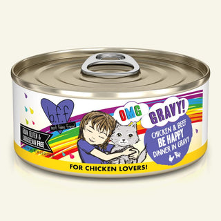  BFF OMG Be Happy Chicken & Beef Dinner in Gravy Canned Cat Food, 5.5-oz Cans, Case of 8