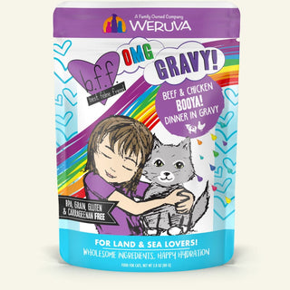 BFF OMG Booya! Beef & Chicken Dinner in Gravy Grain-Free Cat Food Pouches, 2.8-oz, pack of 12