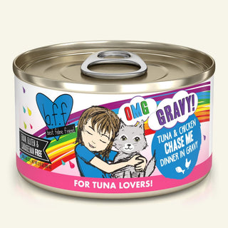 BFF OMG Chase Me Tuna & Chicken Dinner in Gravy Canned Cat Food, 2.8-oz Cans, Case of 12