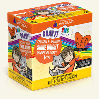 BFF OMG Chicken & Salmon Shine Bright in Gravy Grain-Free Cat Food Pouches, 2.8-oz, pack of 12