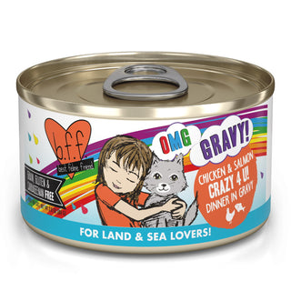 BFF OMG Crazy 4 U! Chicken & Salmon Dinner in Gravy Canned Cat Food, 2.8-oz Cans, Case of 12