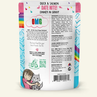 BFF OMG Date Nite! Duck & Salmon Dinner in Gravy Grain-Free Cat Food Pouches, 2.8-oz, pack of 12