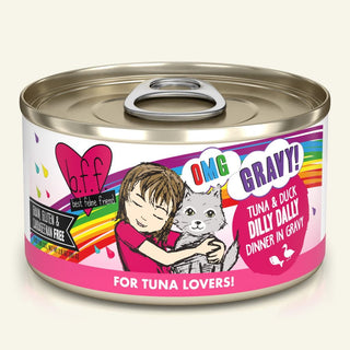 BFF OMG Dilly Dally Tuna & Duck Dinner in Gravy Canned Cat Food, 2.8-oz Cans, Case of 12