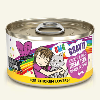 BFF OMG Dream Team Chicken & Duck Dinner in Gravy Canned Cat Food, 2.8-oz Cans, Case of 12