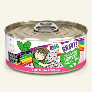 BFF OMG Lights Out Tuna & Lamb Dinner in Gravy Canned Cat Food, 5.5-oz Cans, Case of 8