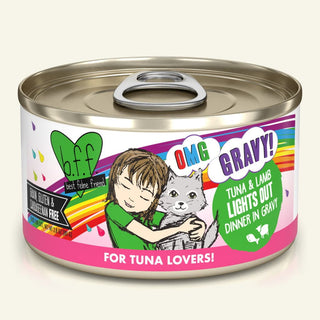 BFF OMG Lights Out Tuna & Lamb Dinner in Gravy Canned Cat Food, 2.8-oz Cans, Case of 12