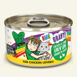 BFF OMG Live N' Love Chicken & Lamb Dinner in Gravy Canned Cat Food, 2.8-oz Cans, Case of 12