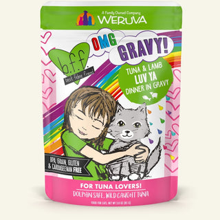 BFF OMG Luv Ya Tuna & Lamb in Gravy Grain-Free Cat Food Pouches, 3-oz, pack of 12