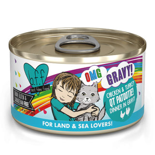 BFF OMG QT Patootie! Chicken & Turkey Dinner in Gravy Canned Cat Food, 2.8-oz Cans, Case of 12