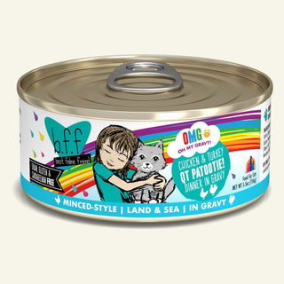 BFF OMG QT Patootie! Chicken & Turkey in Gravy Canned Cat Food, 5.5-oz Cans, Case of 8