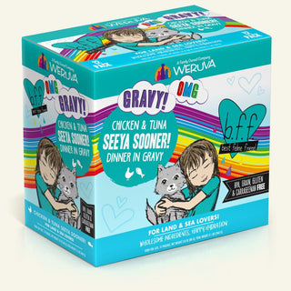 BFF OMG Seeya Sooner! Chicken & Tuna Dinner in Gravy Grain-Free Cat Food Pouches, 2.8-oz, pack of 12