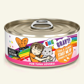 BFF OMG Start Me Tuna & Salmon Dinner in Gravy Canned Cat Food, 5.5-oz Cans, Case of 8