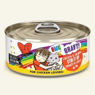 BFF OMG Stir It Up Chicken & Salmon Dinner in Gravy Canned Cat Food, 5.5-oz Cans, Case of 8