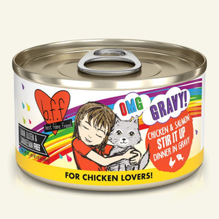 BFF OMG Stir It Up Chicken & Salmon Dinner in Gravy Canned Cat Food, 2.8-oz Cans, Case of 12