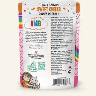 BFF OMG Sweet Cheeks Tuna & Salmon in Gravy Grain-Free Cat Food Pouches, 3-oz, pack of 12