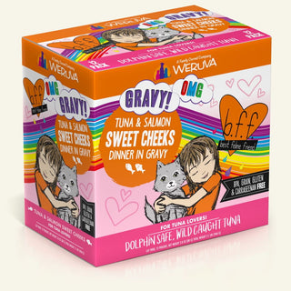 BFF OMG Sweet Cheeks Tuna & Salmon in Gravy Grain-Free Cat Food Pouches, 3-oz, pack of 12