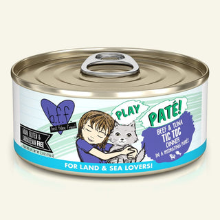 BFF Play Pate Lovers Beef & Tuna Tic Toc Wet Cat Food, 5.5-oz Cans, Case of 8