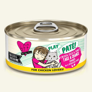 BFF Play Pate Lovers Chicken, Duck & Turkey Take a Chance Wet Cat Food, 5.5-oz Cans, Case of 8