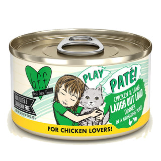 BFF Play Pate Lovers Chicken & Lamb Laugh Out Loud Wet Cat Food, 2.8-oz Cans, Case of 12