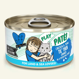 BFF Play Pate Lovers Chicken & Tuna Til' Then Wet Cat Food, 2.8-oz Cans, Case of 12