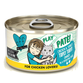 BFF Play Pate Lovers Chicken & Turkey Topsy Turvy Wet Cat Food, 2.8-oz Cans, Case of 12