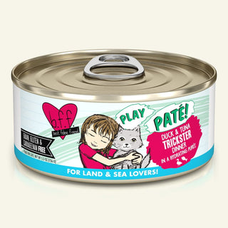 BFF Play Pate Lovers Duck & Tuna Trickster Wet Cat Food, 5.5-oz Cans, Case of 8