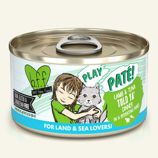 BFF Play Pate Lovers Lamb & Tuna Told Ya Wet Cat Food, 2.8-oz Cans, Case of 12