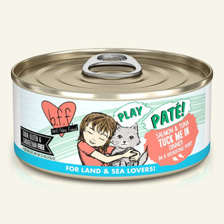 BFF Play Pate Lovers Salmon & Tuna Tuck Me In Wet Cat Food, 5.5-oz Cans, Case of 8