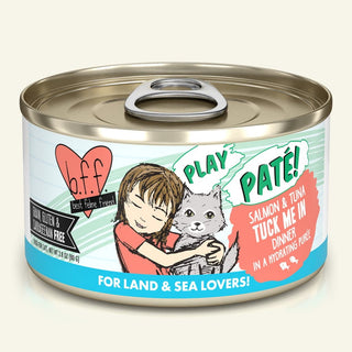 BFF Play Pate Lovers Salmon & Tuna Tuck Me In Wet Cat Food, 2.8-oz Cans, Case of 12