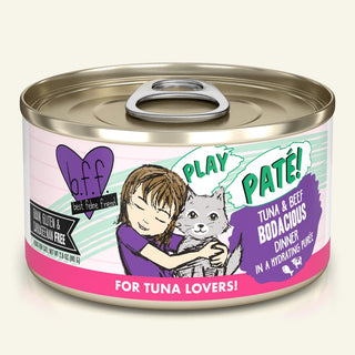 BFF Play Pate Lovers Tuna & Beef Bodacious Wet Cat Food, 2.8-oz Cans, Case of 12