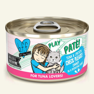 BFF Play Pate Lovers Tuna & Chicken Check Please! Wet Cat Food, 2.8-oz Cans, Case of 12