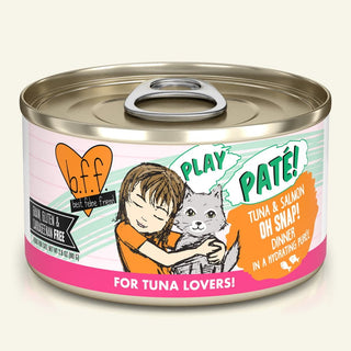 BFF Play Pate Lovers Tuna & Salmon Oh Snap! Wet Cat Food, 2.8-oz Cans, Case of 12