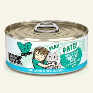 BFF Play Pate Lovers Turkey & Tuna Tweet Me Wet Cat Food, 5.5-oz Cans, Case of 8