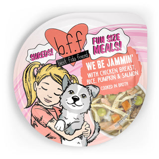 BFF We Be Jammin Chicken Breast, Rice, Pumpkin & Salmon in Broth Wet Dog Food, 2.75-oz cup, case of 12