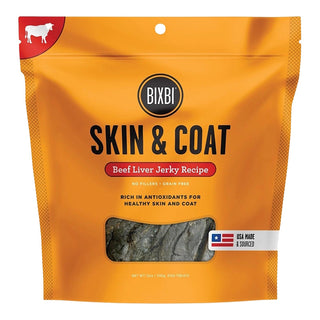 BIXBI Skin & Coat Beef Liver Jerky Dog Treats, 12-oz Bag