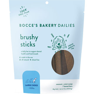 Bocce's Bakery Dailies Brushy Sticks Coconut & Mint Recipe Dental Dog Treats, Small, 26 count