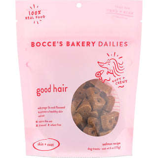 Bocce's Bakery Dailies Good Hair Salmon Recipe Dog Treats, 6-oz pouch