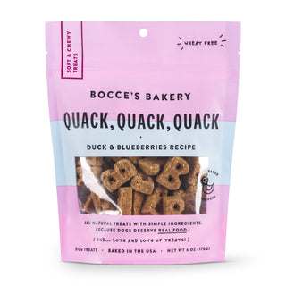 Bocce's Bakery Quack Quack Quack Duck & Blueberries Soft & Chewy Dog Treats, 6-oz Bag