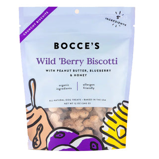 Bocce's Bakery Wild 'Berry Biscotti Biscuits Dog Treats, 12-oz