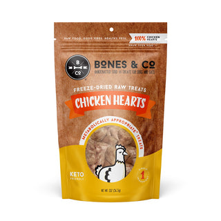 Bones & Co. Freeze-Dried Chicken Hearts Dog Treats, 1.9-oz Bag