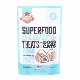 Boo Boo's Best Superfood Exotics Mighty Mussels Recipe Dog Treats, 3-oz Bag