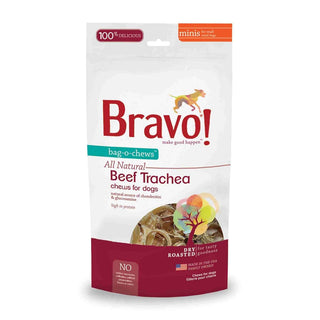 Bravo! Bag-O-Chews Beef Trachea Minis Dry-Roasted Dog Treats, 7-oz bag