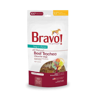 Bravo! Bag-O-Chews 3.5" Beef Trachea Chews Dry-Roasted Dog Treats, 4 pack