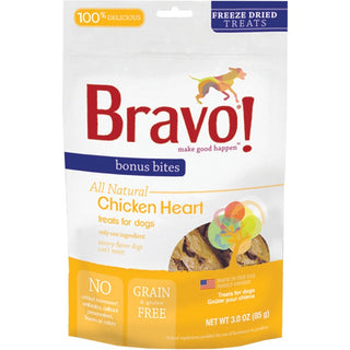 Bravo! Freeze-Dried Chicken Hearts Dog Treats, 3-oz bag