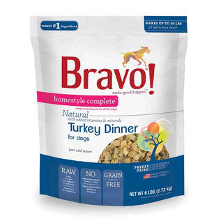 Bravo! Homestyle Complete Turkey Dinner Freeze-Dried Dog Food, 6 lb 