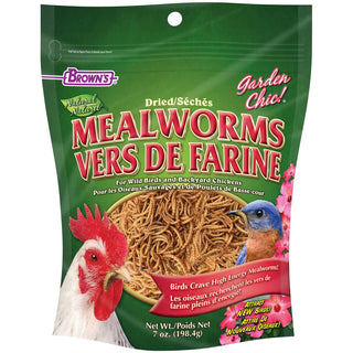 Brown's Dried Mealworms Wild Bird & Poultry Treats, 7-oz Bag