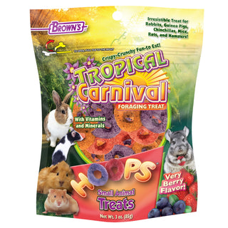 Brown's Tropical Carnival Hoops Foraging Treats for Small Animals, 3-oz Bag